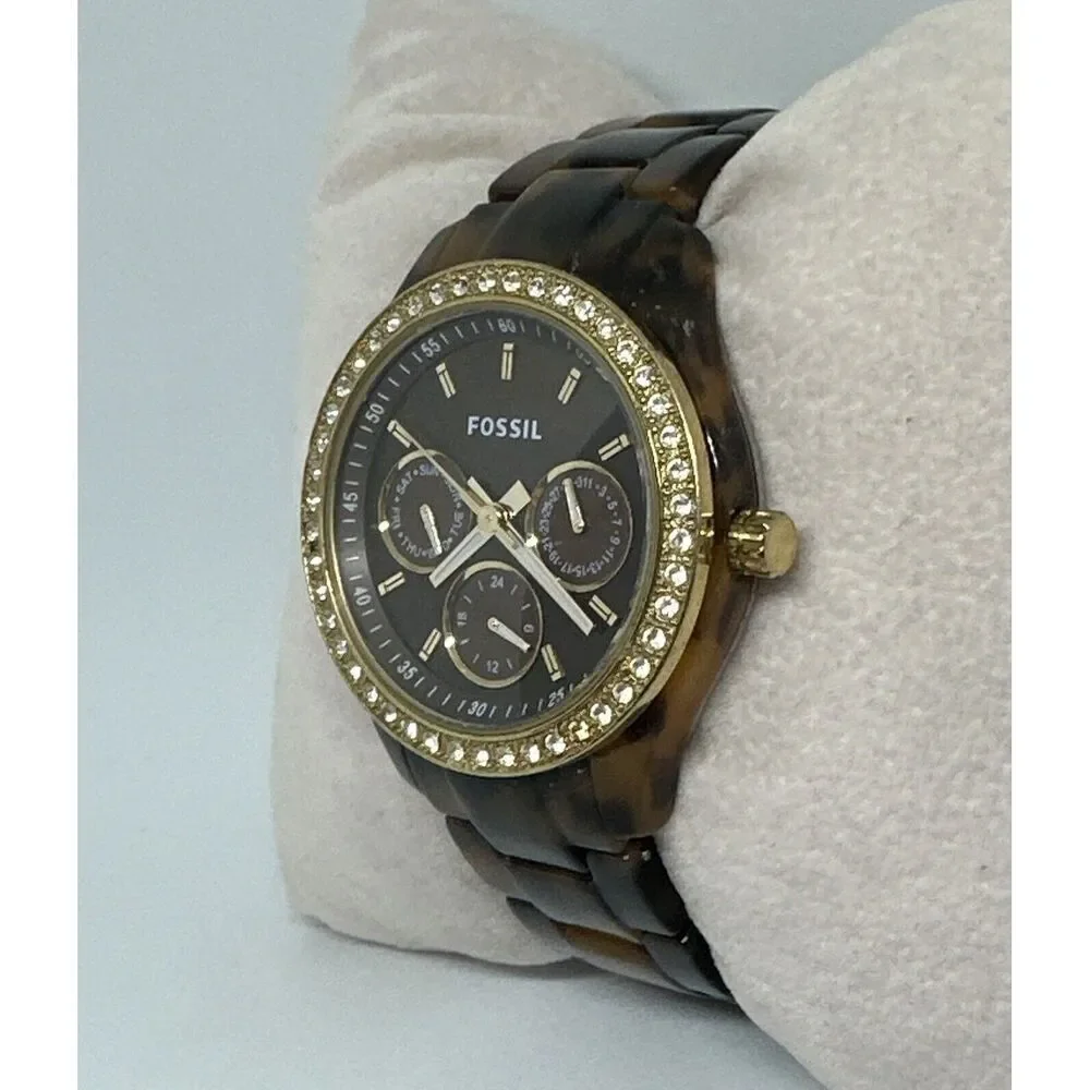 Fossil Stella ES2795 Women's Brown Resin Strap Analog Dial Quartz Watch HME370